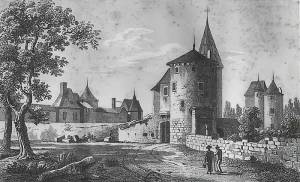 Замок Монтень – Иллюстрация Жана-Жерома Божана, примерно 1800 год. (Public domain)