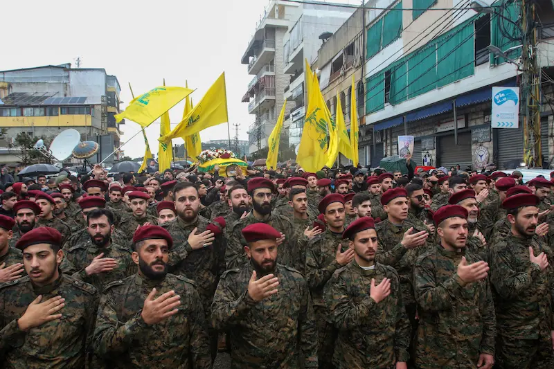 Боевики «Хезболлы», 16 февраля 2024 г. | Фото: MAHMOUD ZAYYAT / AFP | Epoch Times Media