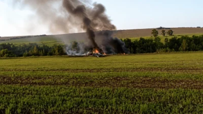 Видео с места падения российского стратегического бомбардировщика Ту-22М3 в Иркутской области