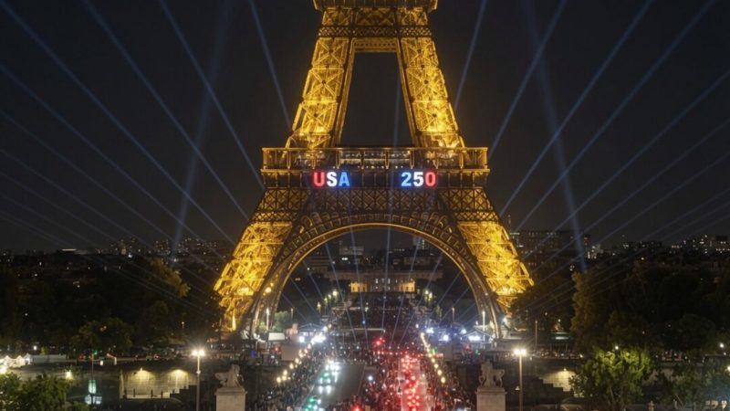 «USA 250» озаряет Эйфелеву башню, пока Париж отмечает независимость Америки