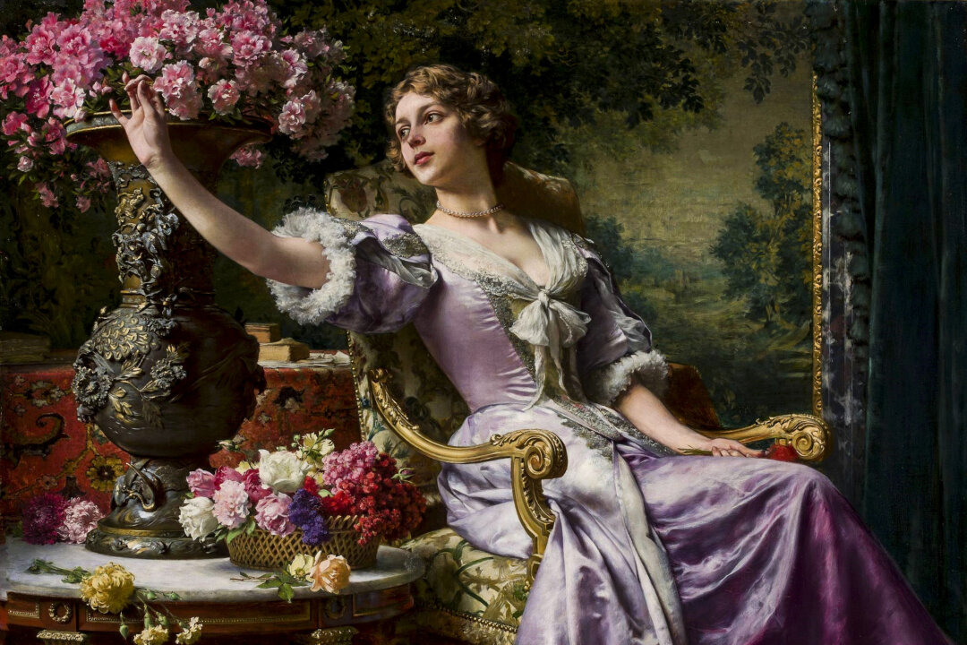 Картина «Дама в сиреневом платье с цветами», 1880–1890 годы, Владислав Чахорский. (Общественное достояние) | Epoch Times Media